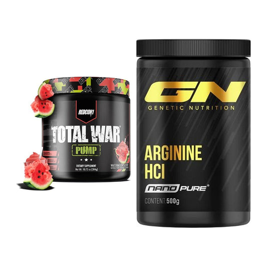 Trainings-Set: Redcon1 Total War PUMP + GN Arginine HCL Nano Pure – alle enthaltenen Artikel