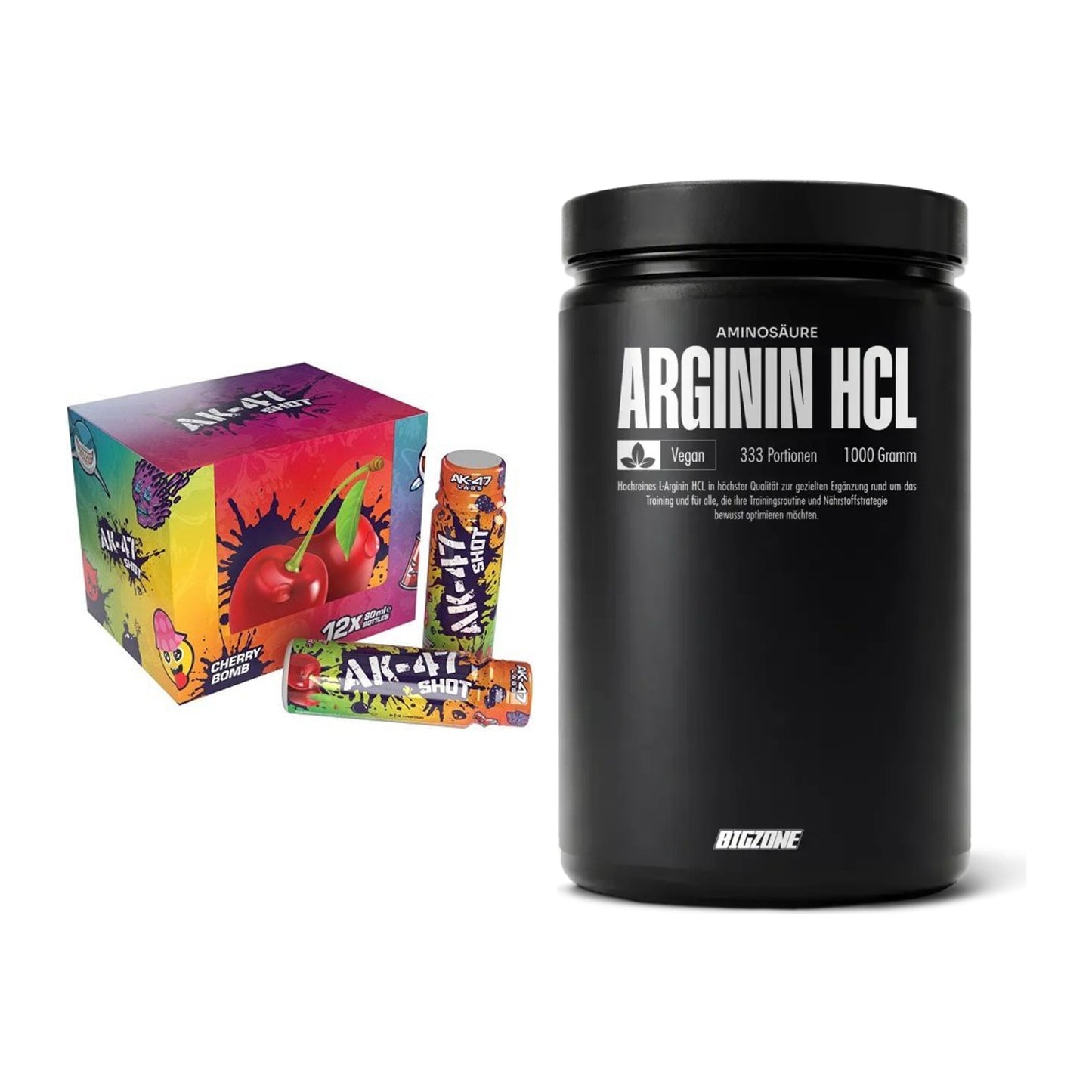 Trainings-Set: AK47 Labs AK47 Shots + Big Zone L-Arginin – alle enthaltenen Artikel