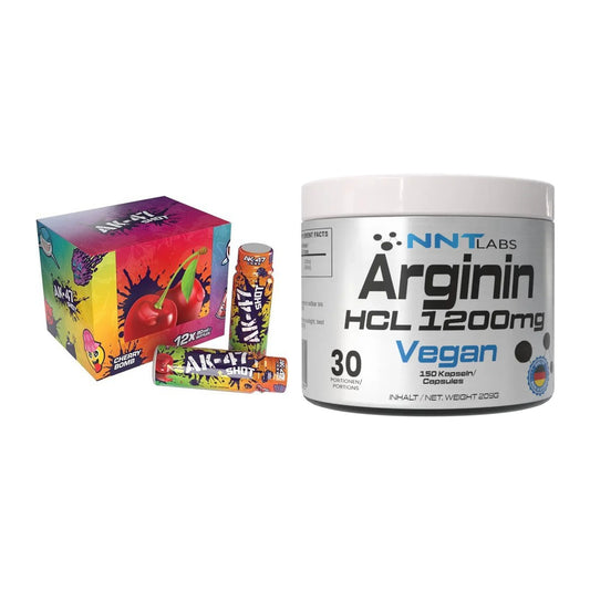 Trainings-Set: AK47 Labs AK47 Shots + NNT Arginin HCL 1200 mg – alle enthaltenen Artikel
