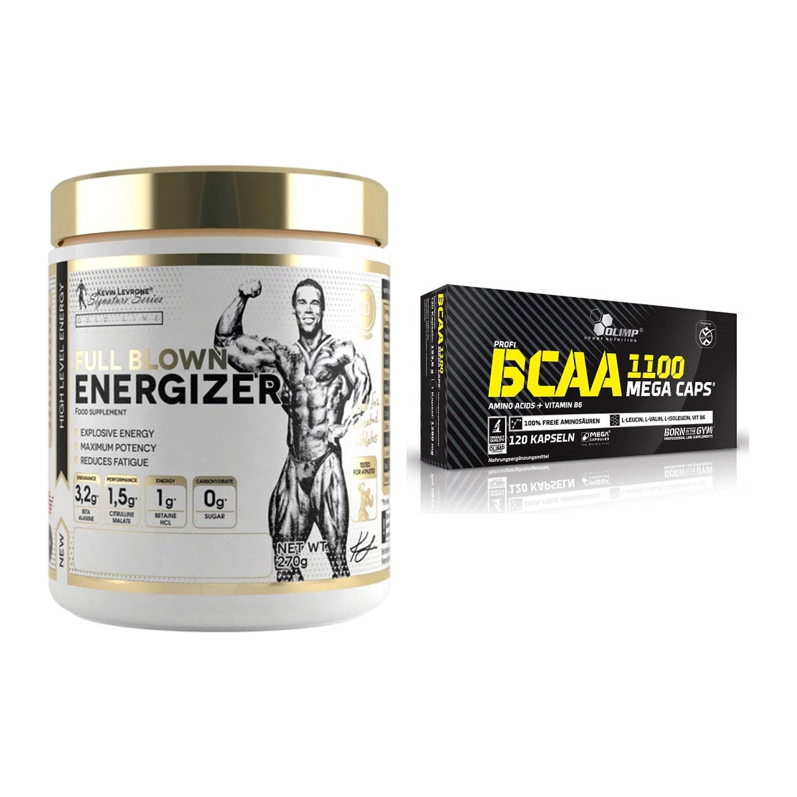 Trainings-Set: Kevin Levrone Full Blown + Olimp BCAA Mega Caps – alle enthaltenen Artikel