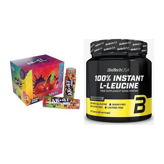 Trainings-Set: AK47 Labs AK47 Shots + BioTech 100% Instant L-Leucine – alle enthaltenen Artikel