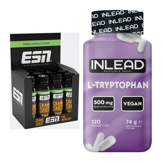 Trainings-Set: ESN Crank Pump Shot + INLEAD L-Tryptophan 500mg – alle enthaltenen Artikel