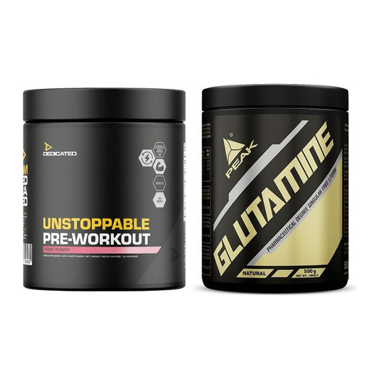 Trainings-Set: Dedicated Unstoppable + Peak Glutamin – alle enthaltenen Artikel