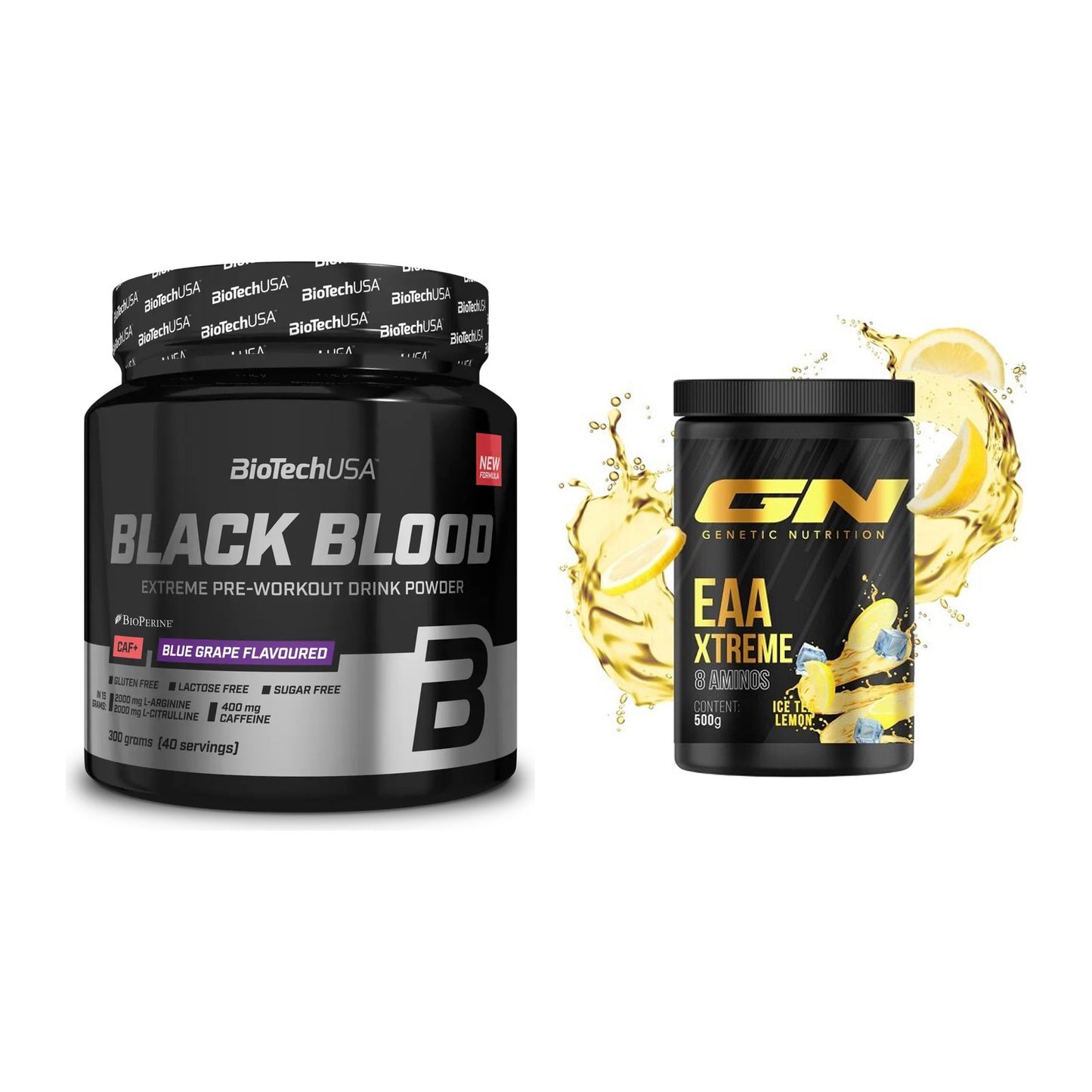 Trainings-Set: BioTech Black Blood CAF+ 300g (80 + GN EAA Xtreme – alle enthaltenen Artikel