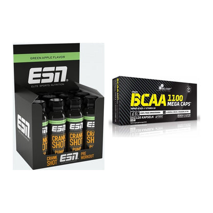 Trainings-Set: ESN Crank Pump Shot + Olimp BCAA Mega Caps – alle enthaltenen Artikel