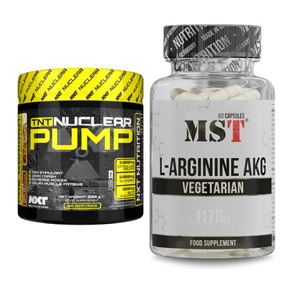 Trainings-Set: NXT Nutrition TNT Nuclear + MST Arginin AAKG 1178mg – alle enthaltenen Artikel