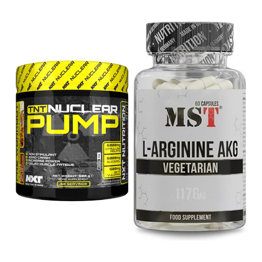 Trainings-Set: NXT Nutrition TNT Nuclear + MST Arginin AAKG 1178mg – alle enthaltenen Artikel