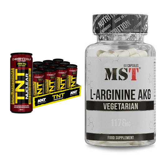 Trainings-Set: NXT Nutrition TNT NUCLEAR + MST Arginin AAKG 1178mg – alle enthaltenen Artikel