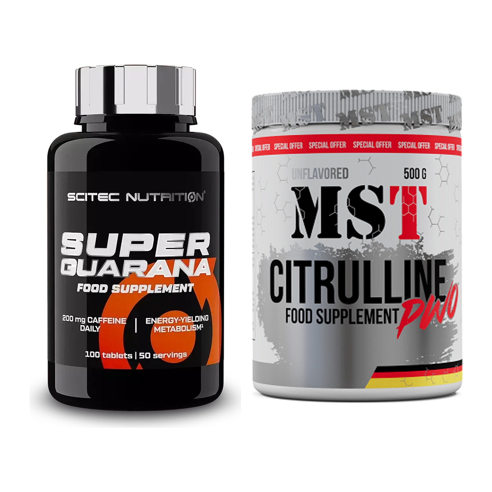 Trainings-Set: Scitec Super Guarana 100 + MST Citrulline Malat 500g – alle enthaltenen Artikel