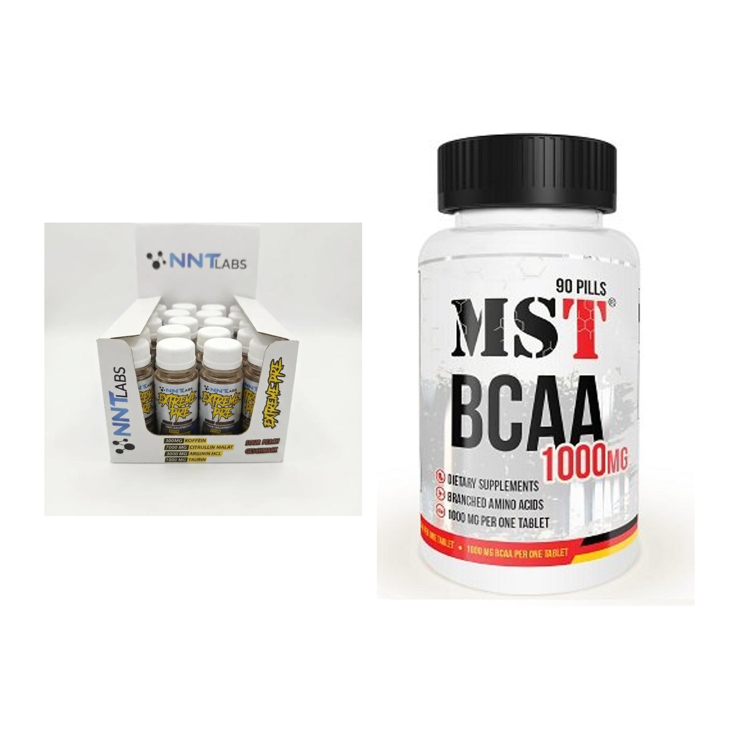 Trainings-Set: NNT Extreme Pre-Workout Shot + MST BCAA 1000 (90 Tabl.) – alle enthaltenen Artikel