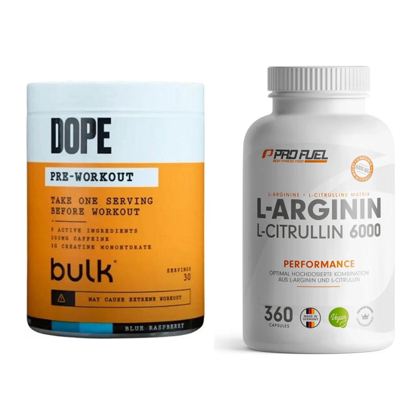 Trainings-Set: Bulk Dope Pre-Workout 30 + ProFuel L-Arginin – alle enthaltenen Artikel
