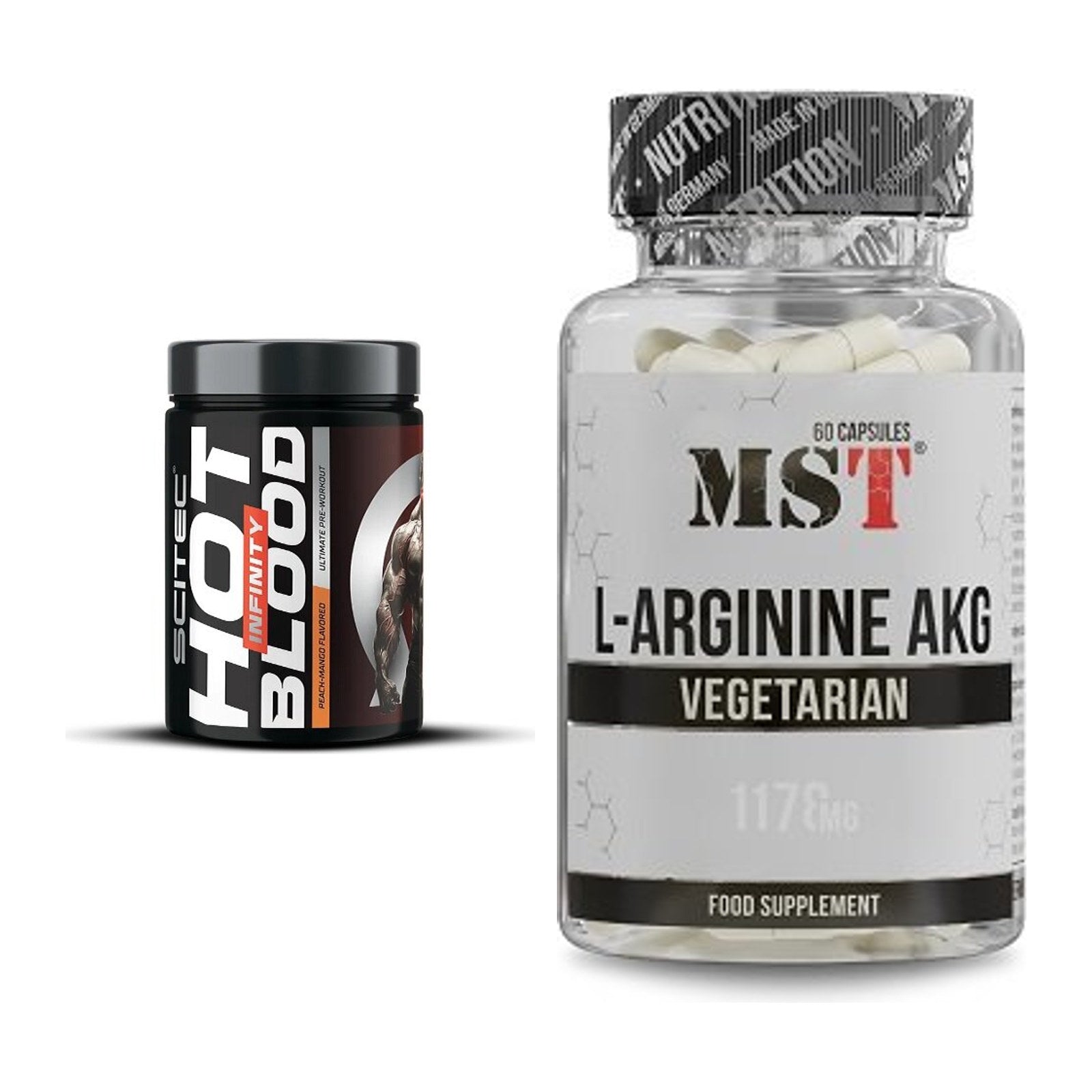Trainings-Set: Scitec Hot Blood INFINITY + MST Arginin AAKG 1178mg – alle enthaltenen Artikel