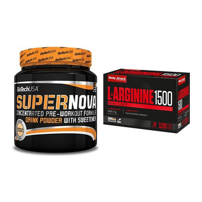 Trainings-Set: BioTech Supernova + Body Attack L-Arginin 1500 – alle enthaltenen Artikel