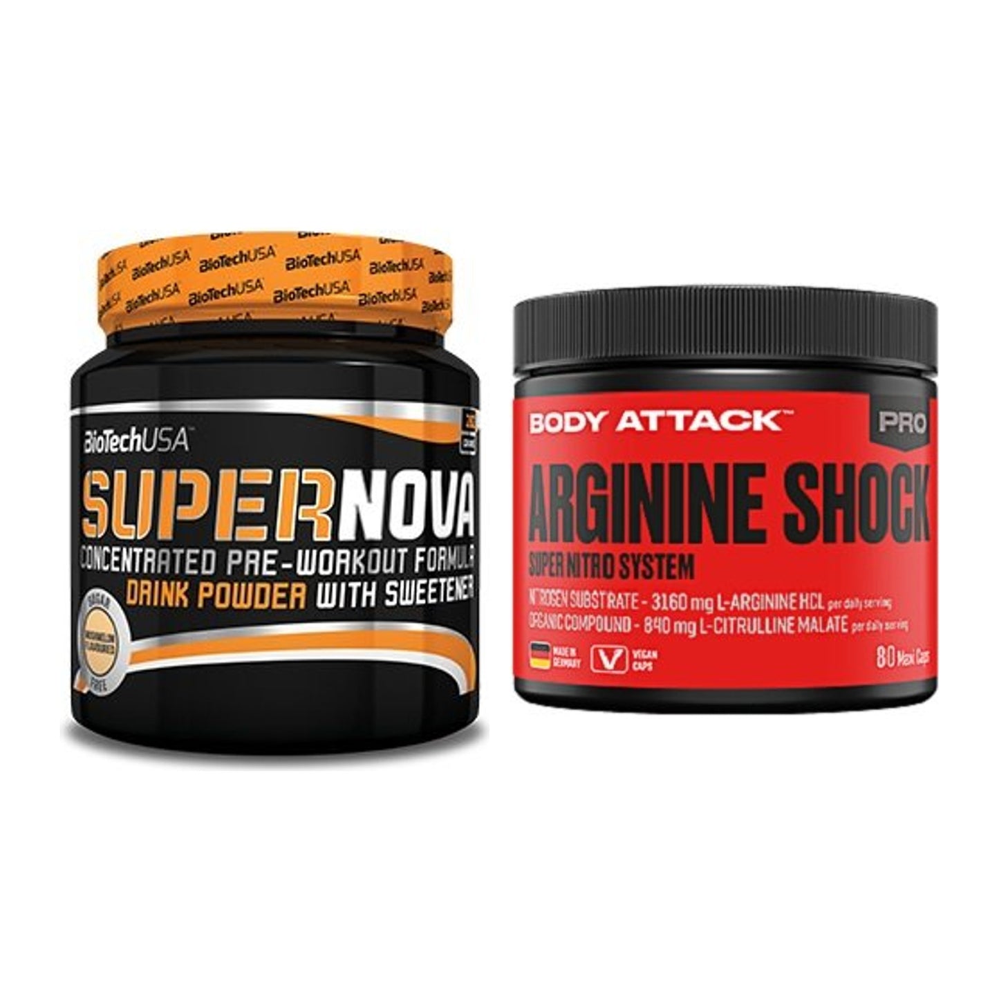 Trainings-Set: BioTech Supernova + Body Attack Arginine Shock – alle enthaltenen Artikel