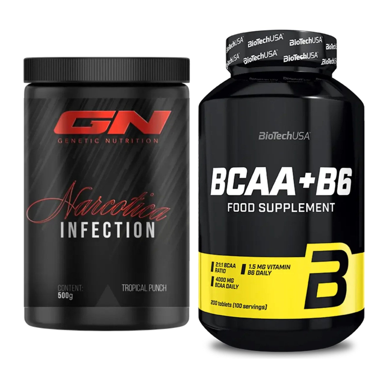 Σετ προπόνησης: GN Narcotica Infection + BioTech BCAA+B6 200 δισκία - περιλαμβάνονται όλα τα είδη