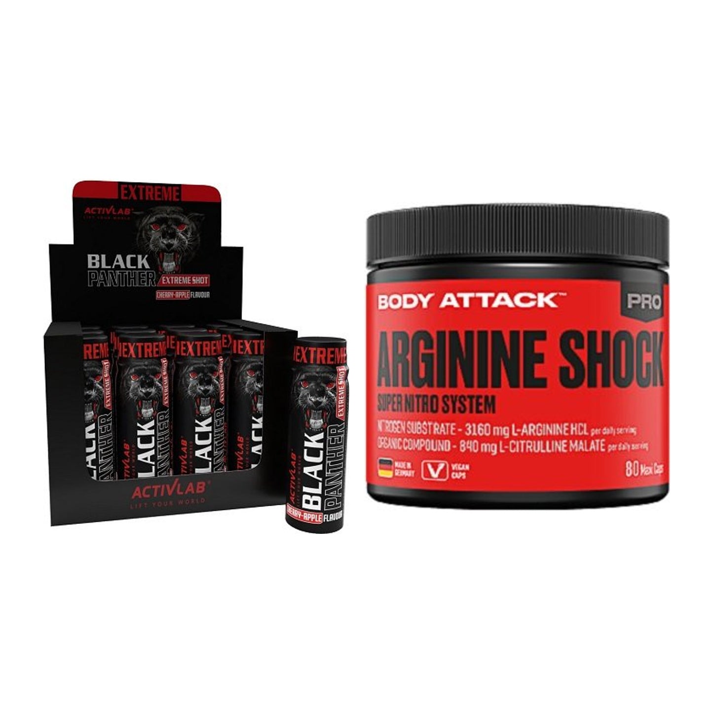 Trainings-Set: Activlab Black Panther + Body Attack Arginine Shock – alle enthaltenen Artikel