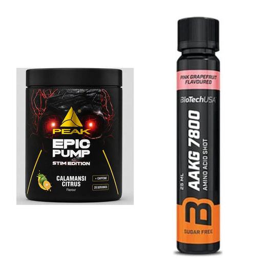 Trainings-Set: Peak Epic Pump Stim Edition + BioTech AAKG 7800 – alle enthaltenen Artikel
