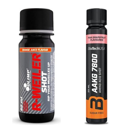 Trainings-Set: Olimp R-Weiler Shot + BioTech AAKG 7800 – alle enthaltenen Artikel