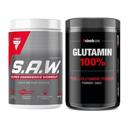 Trainings-Set: Trec Nutrition SAW Booster + Sinob Core L-Glutamin – alle enthaltenen Artikel