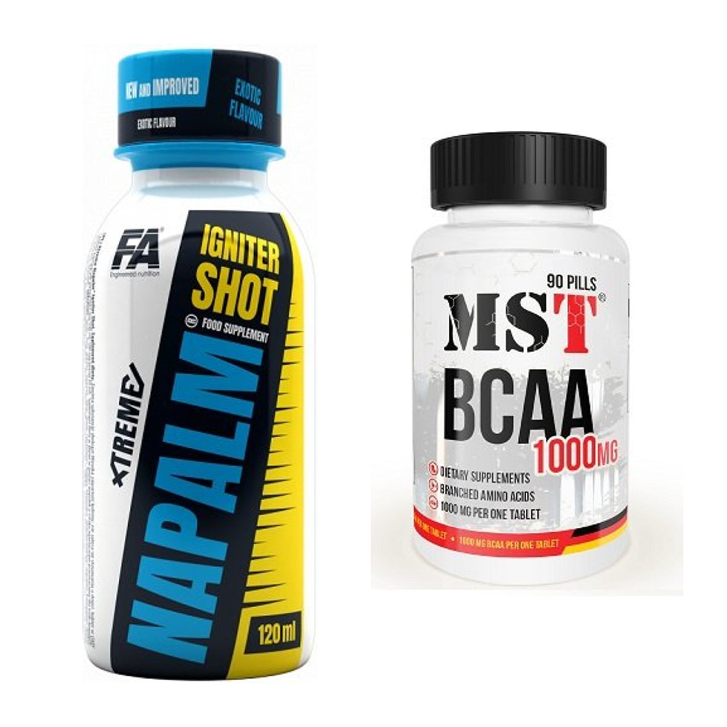 Trainings-Set: FA Nutrition Xtreme Napalm + MST BCAA 1000 (90 Tabl.) – alle enthaltenen Artikel