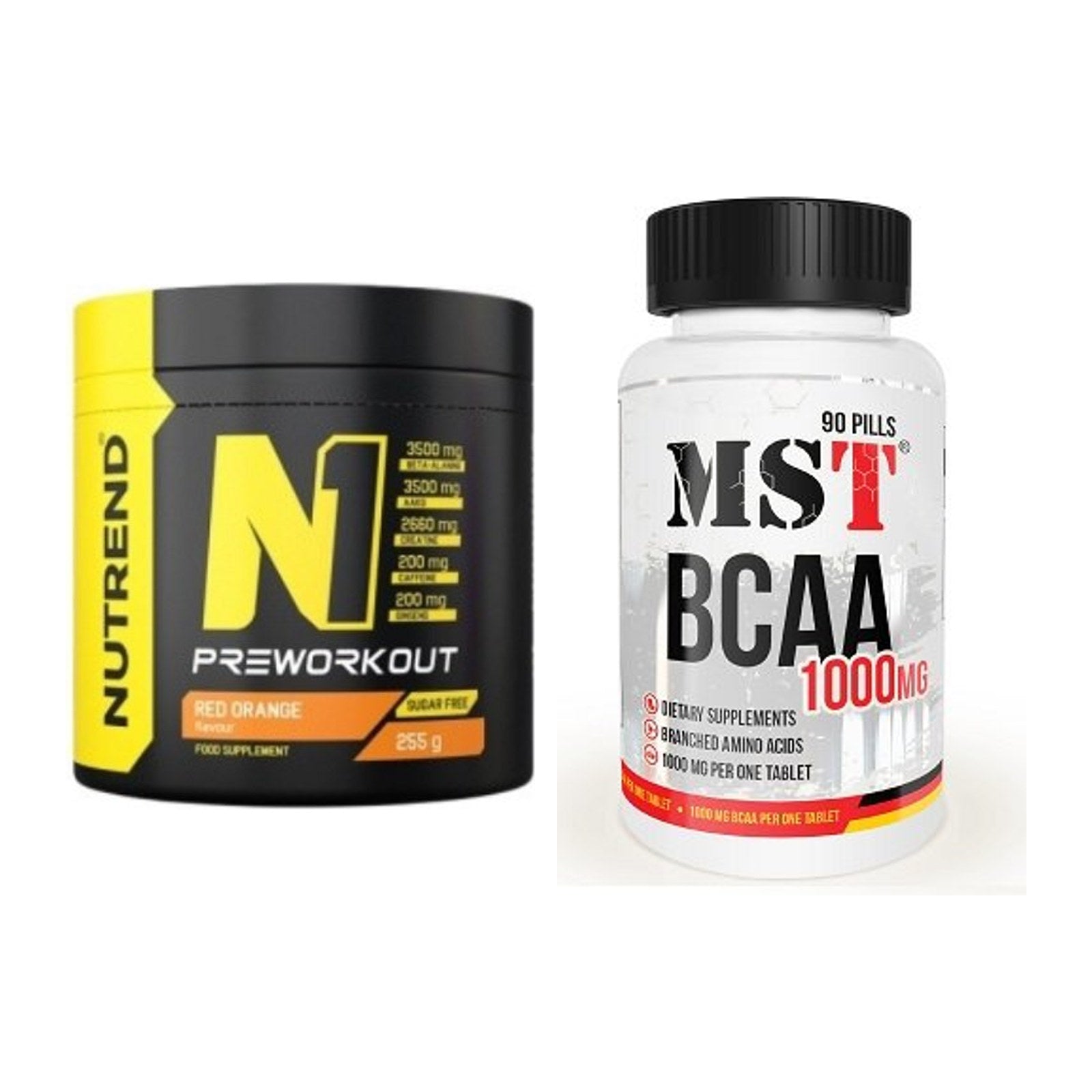 Trainings-Set: Nutrend N1 Preworkout 255g + MST BCAA 1000 (90 Tabl.) – alle enthaltenen Artikel