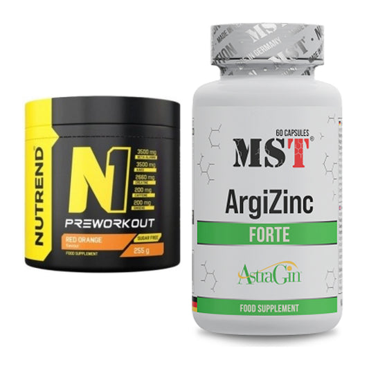 Trainings-Set: Nutrend N1 Preworkout 255g NEU + MST ArgiZinc Forte – alle enthaltenen Artikel