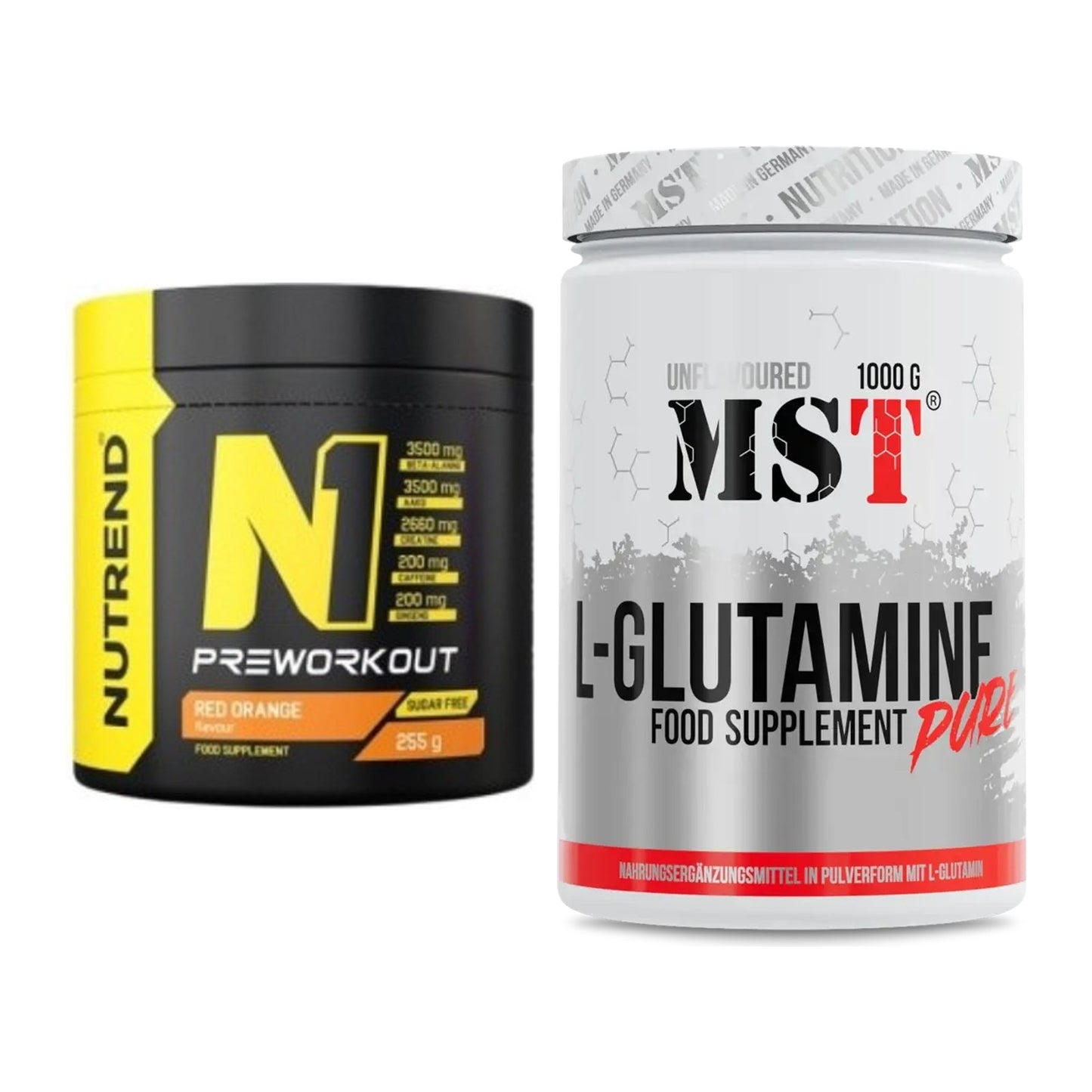 Trainings-Set: Nutrend N1 Preworkout 255g NEU + MST Glutamine – alle enthaltenen Artikel
