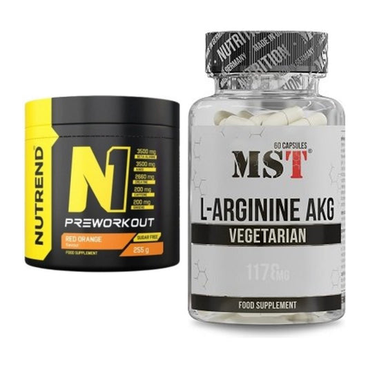 Trainings-Set: Nutrend N1 Preworkout 255g + MST Arginin AAKG 1178mg – alle enthaltenen Artikel
