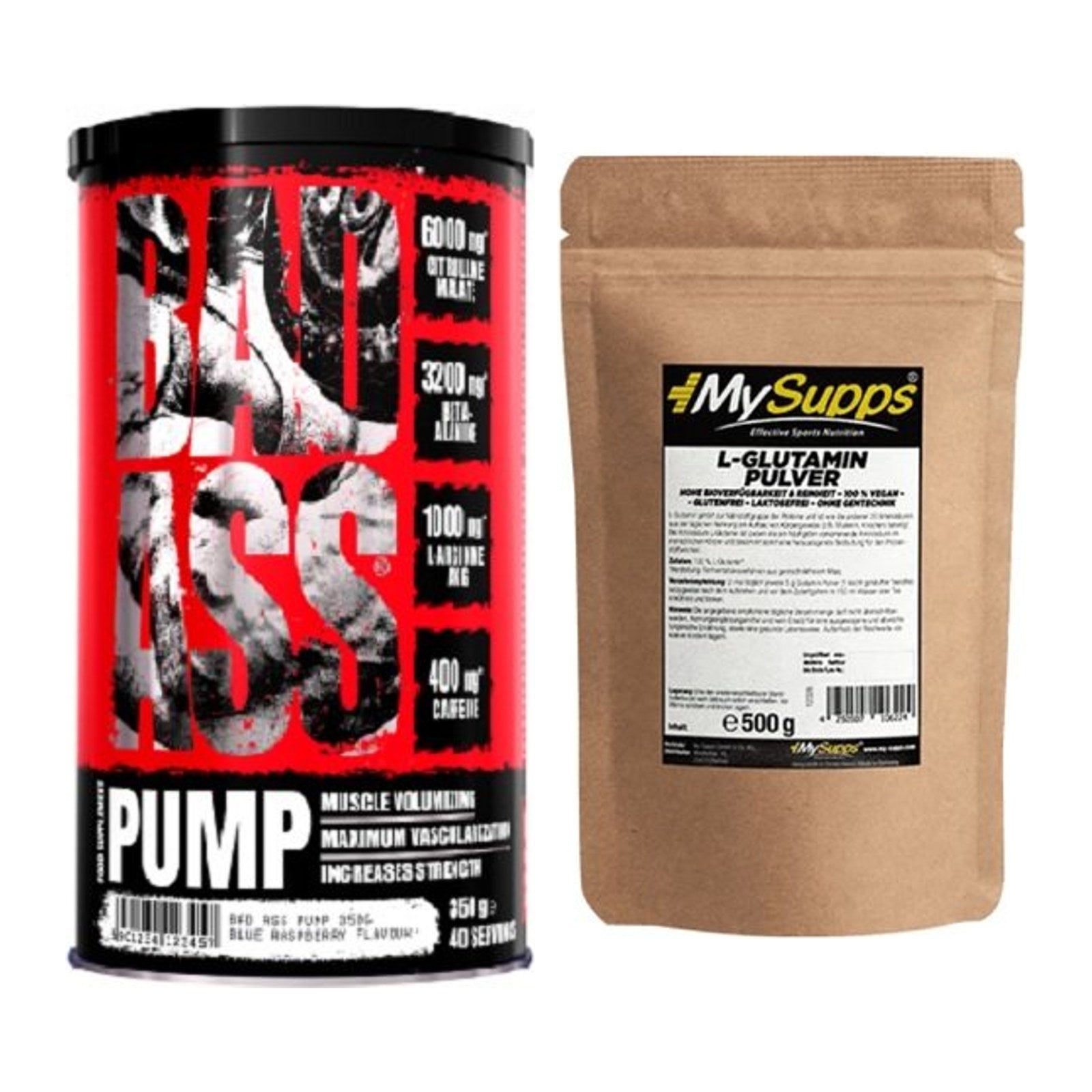Trainings-Set: BAD ASS Pump + MySupps Glutamine – alle enthaltenen Artikel