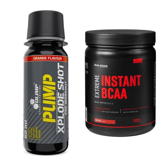 Trainings-Set: Olimp Pump Xplode Shot + Body Attack Instant BCAA – alle enthaltenen Artikel