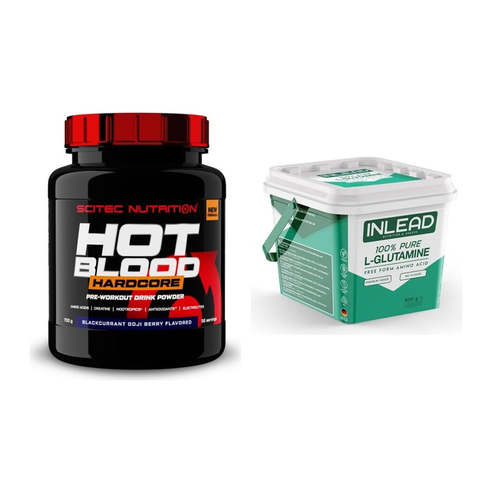Trainings-Set: Scitec Hot Blood Hardcore + INLEAD L-Glutamine – alle enthaltenen Artikel