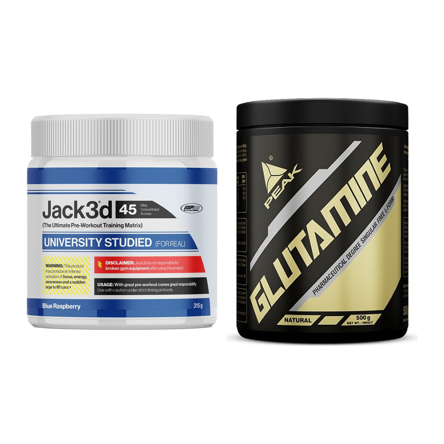 Trainings-Set: USP Labs Jack3d 45 Serv. + Peak Glutamin – alle enthaltenen Artikel