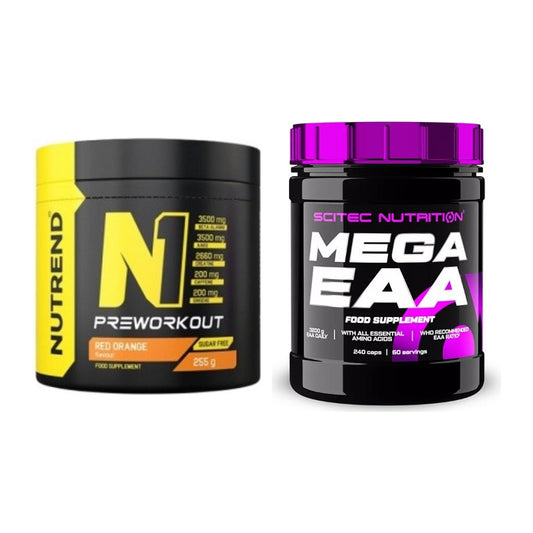 Trainings-Set: Nutrend N1 Preworkout 255g NEU + Scitec Mega EAA – alle enthaltenen Artikel