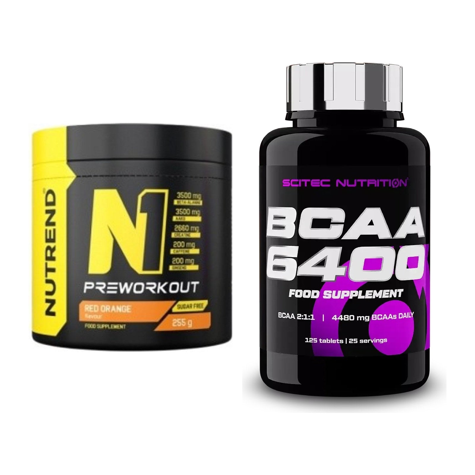 Trainings-Set: Nutrend N1 Preworkout 255g NEU + Scitec BCAA 6400 – alle enthaltenen Artikel