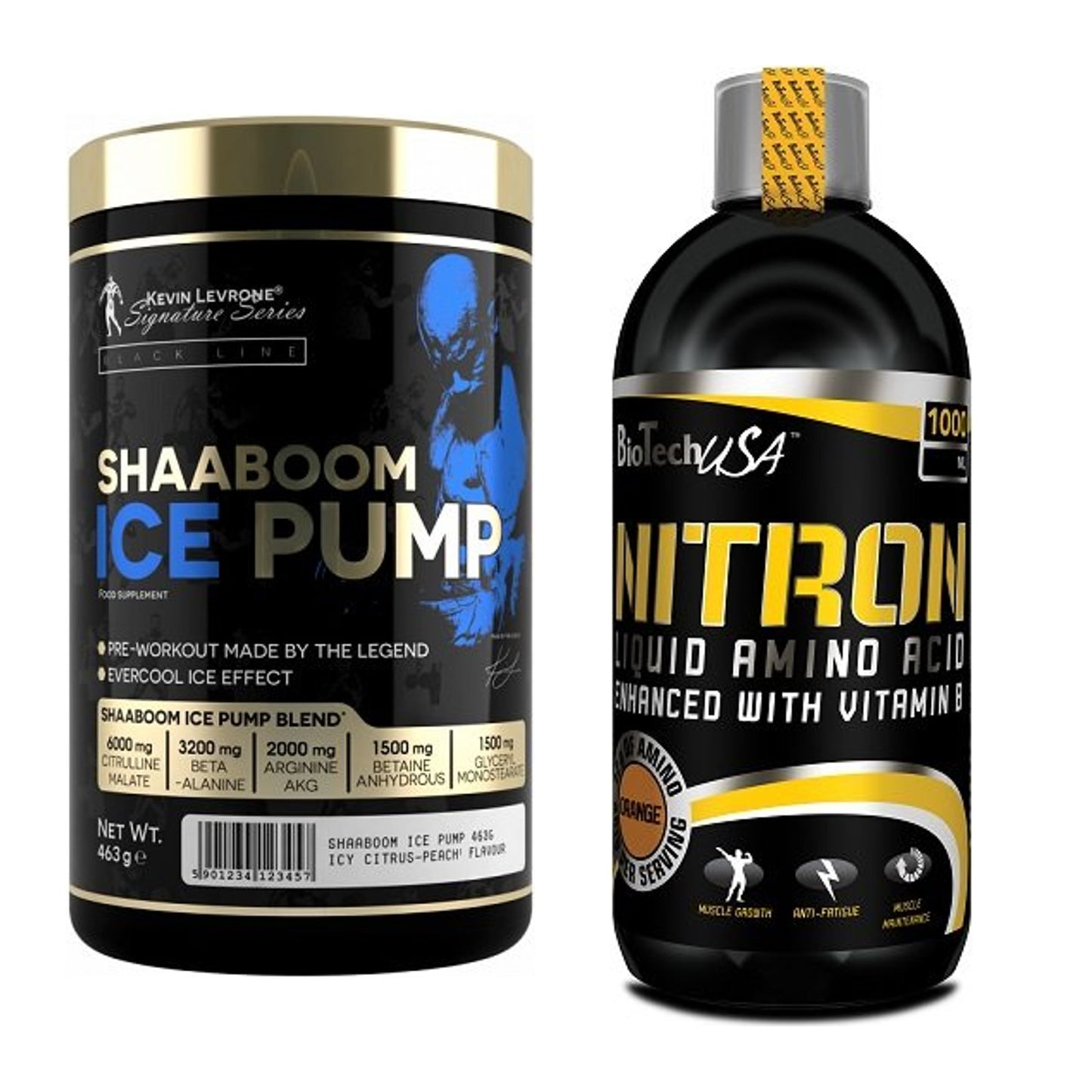 Trainings-Set: Kevin Levrone Shaaboom Ice + BioTech Liquid Amino – alle enthaltenen Artikel
