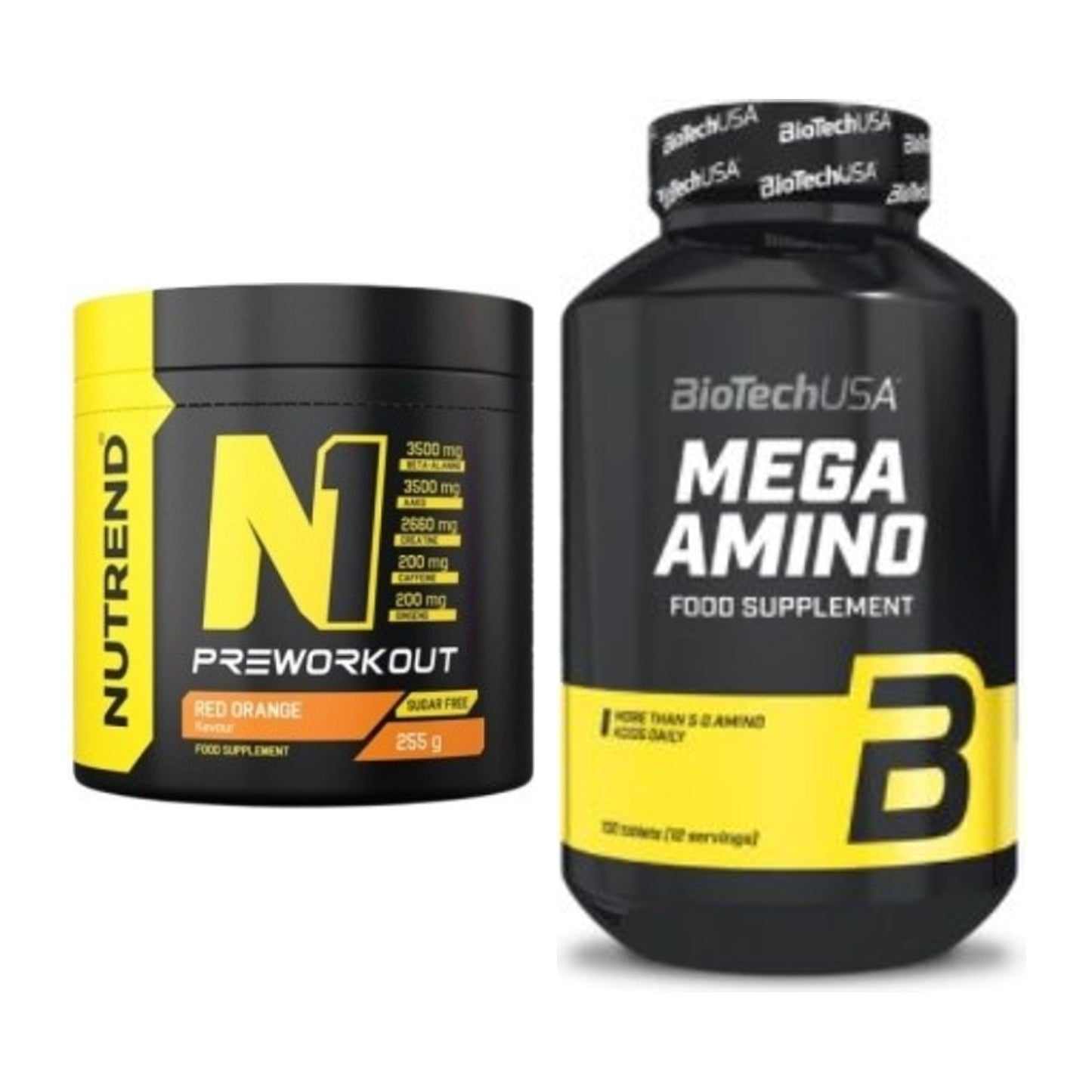 Trainings-Set: Nutrend N1 Preworkout 255g NEU + BioTech Mega Amino – alle enthaltenen Artikel