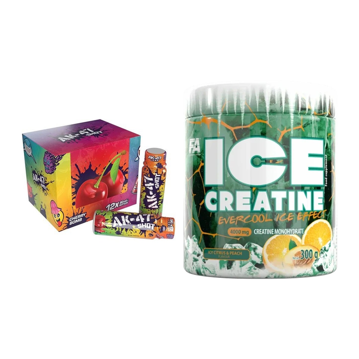 Trainings-Set: AK47 Labs AK47 Shots + FA Nutrition ICE Creatine – alle enthaltenen Artikel