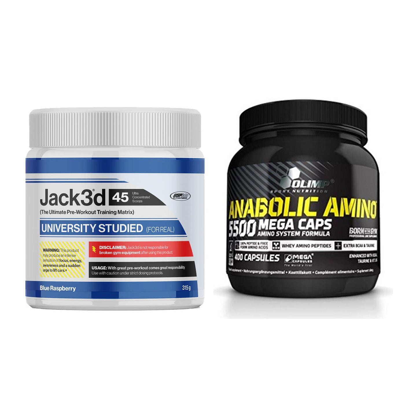 Trainings-Set: USP Labs Jack3d 45 Serv. + Olimp Anabolic Amino 5500 – alle enthaltenen Artikel