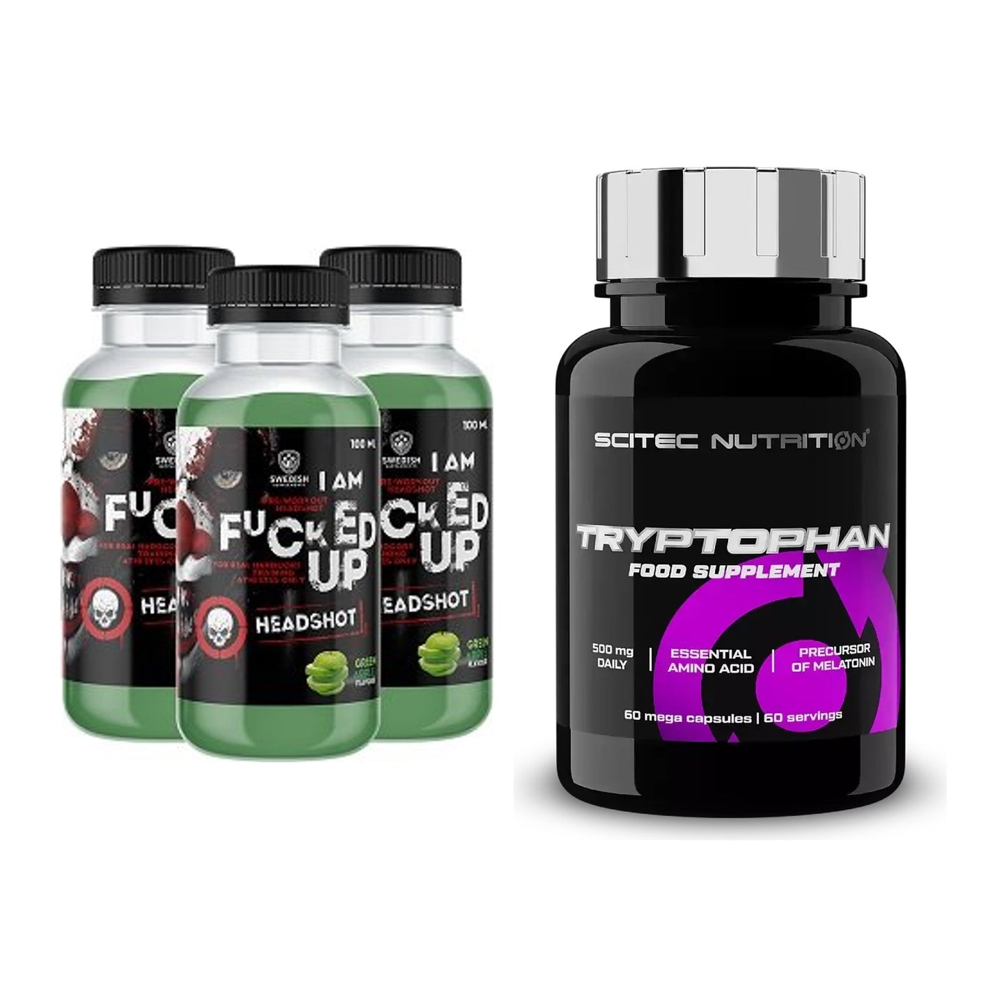 Trainings-Set: Swedish Supplements Fucked Up + Scitec Tryptophan – alle enthaltenen Artikel