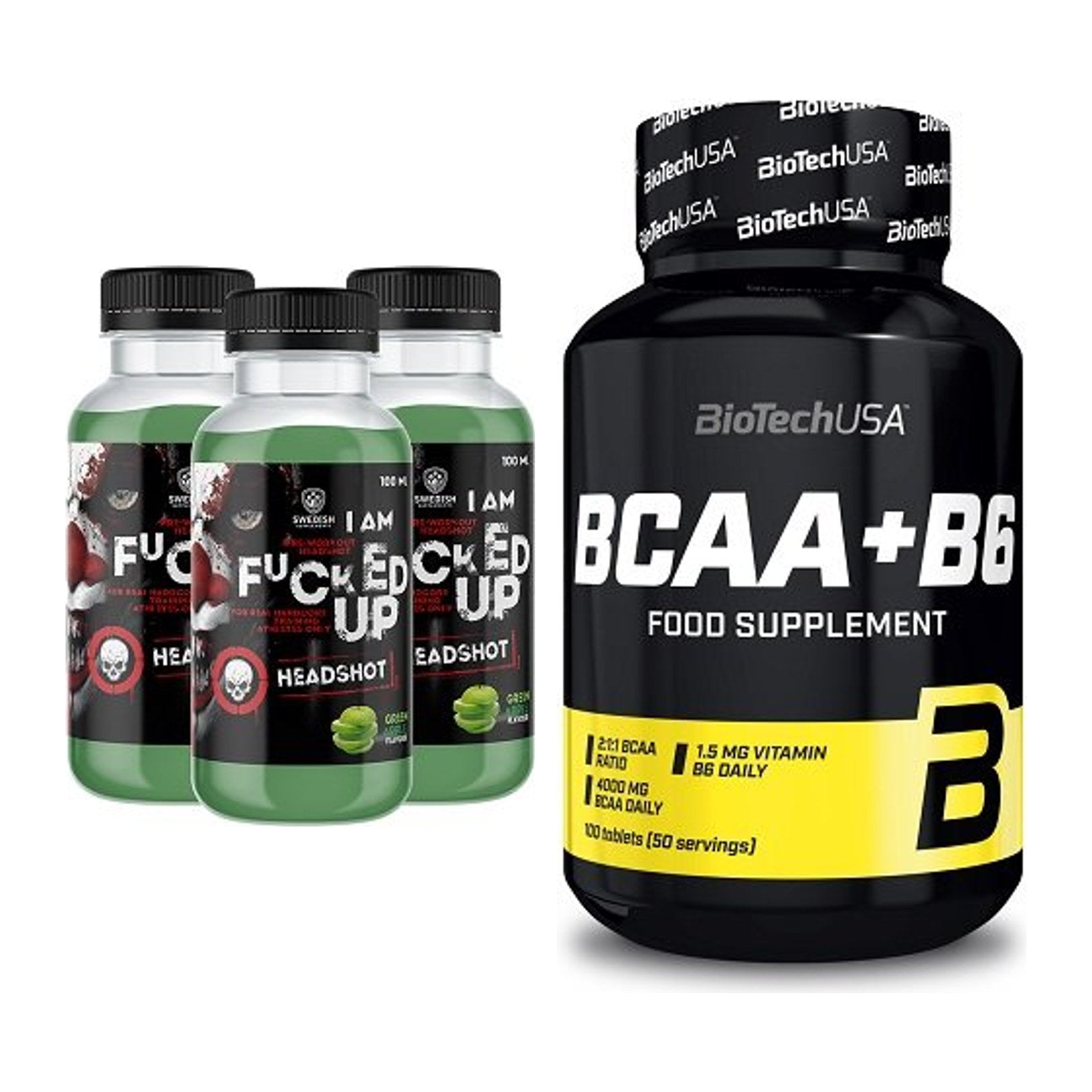 Trainings-Set: Swedish Supplements Fucked + BioTech BCAA+B6 100 Tabl – alle enthaltenen Artikel
