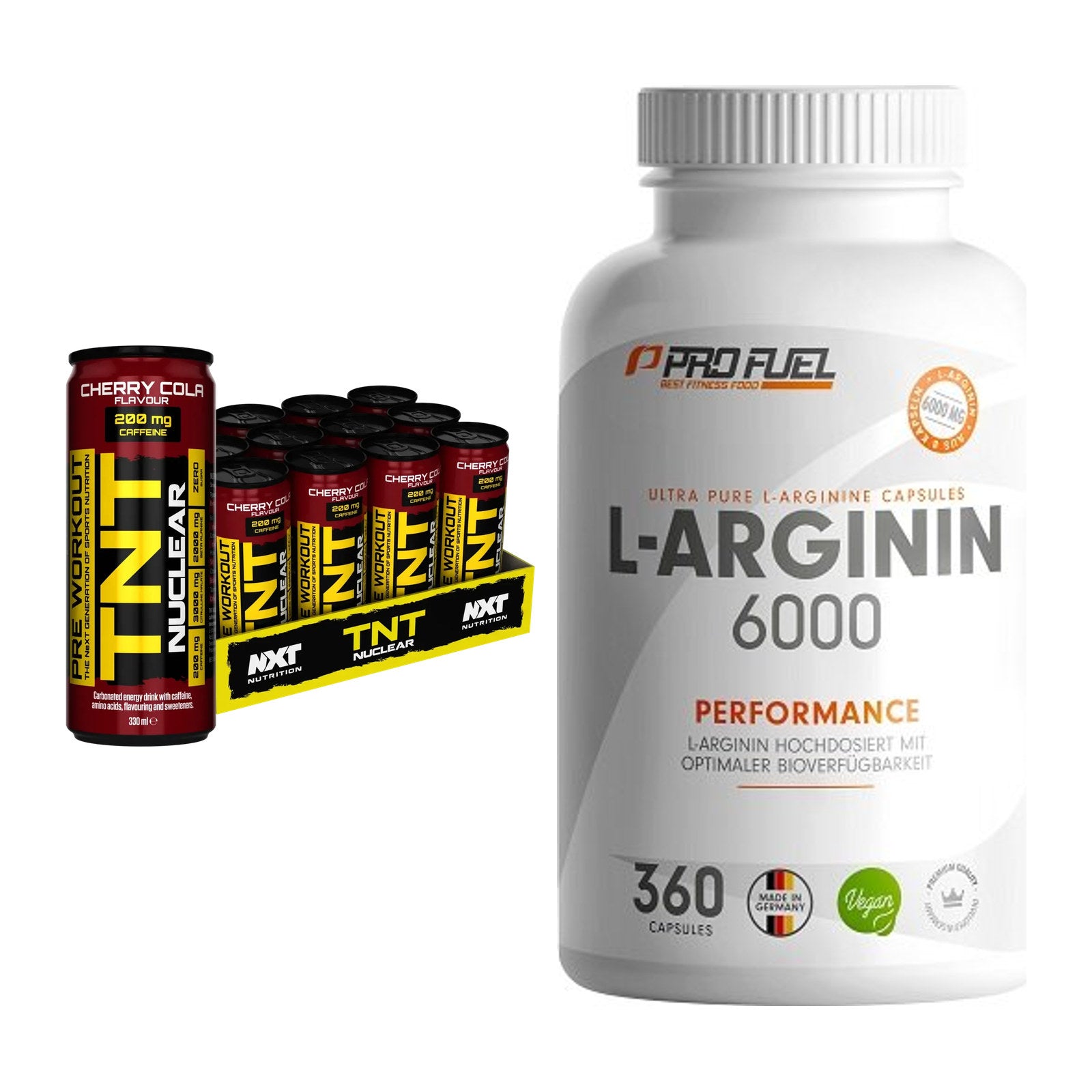 Trainings-Set: NXT Nutrition TNT NUCLEAR + ProFuel L-Arginin 6000 – alle enthaltenen Artikel
