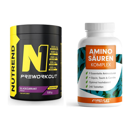 Trainings-Set: Nutrend N1 Preworkout + ProFuel Aminosäuren Komplex 240 – alle enthaltenen Artikel
