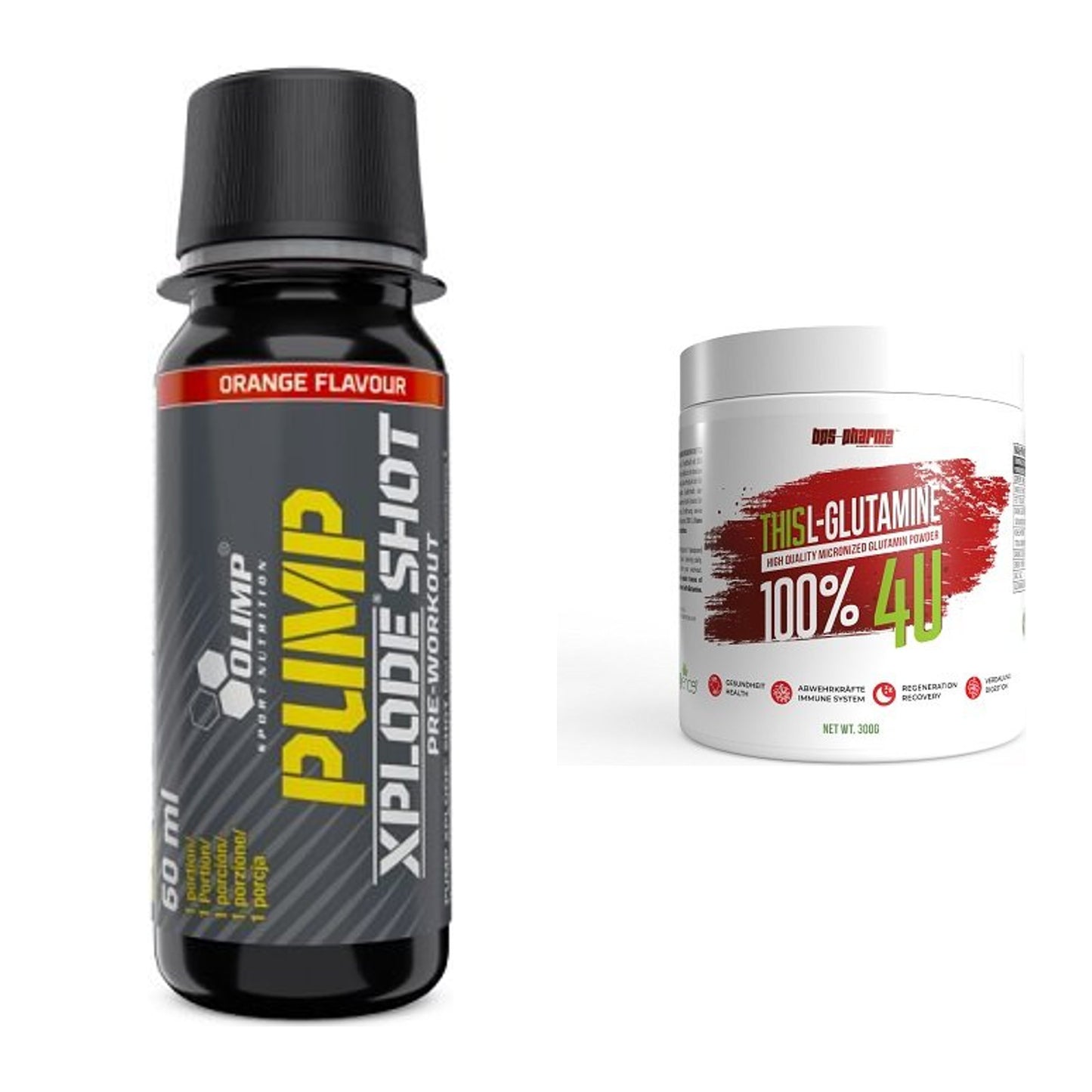 Trainings-Set: Olimp Pump Xplode Shot + BPS-Pharma This Glutamin – alle enthaltenen Artikel