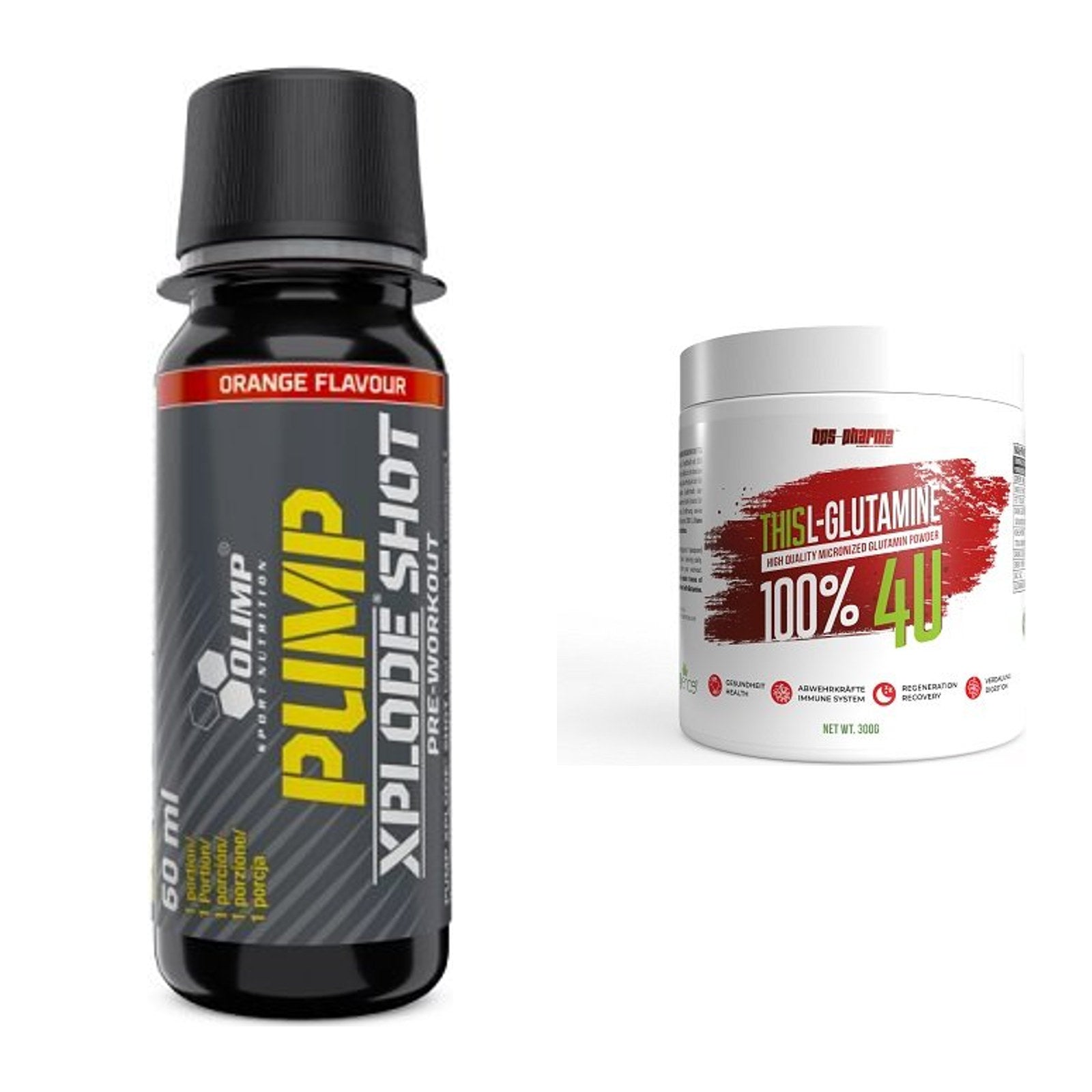 Trainings-Set: Olimp Pump Xplode Shot + BPS-Pharma This Glutamin – alle enthaltenen Artikel