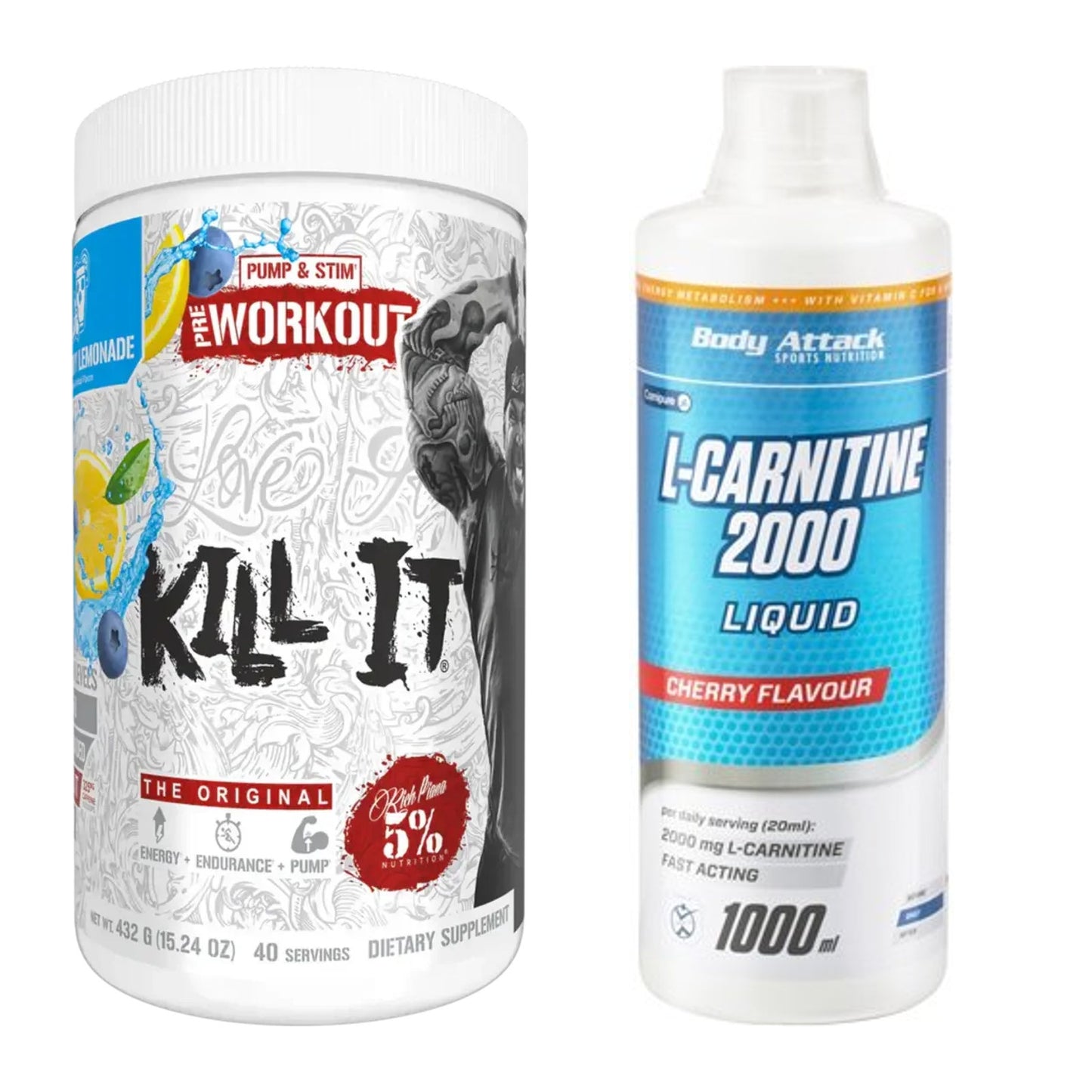 Trainings-Set: Rich Piana 5% Nutrition + Body Attack L-Carnitine – alle enthaltenen Artikel
