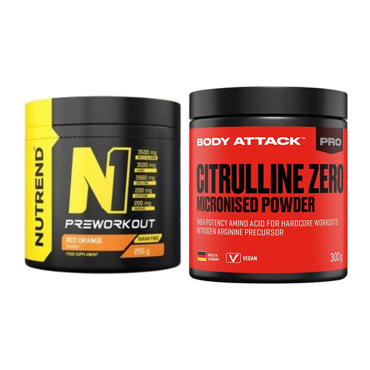 Trainings-Set: Nutrend N1 Preworkout 255g + Body Attack 100 % – alle enthaltenen Artikel