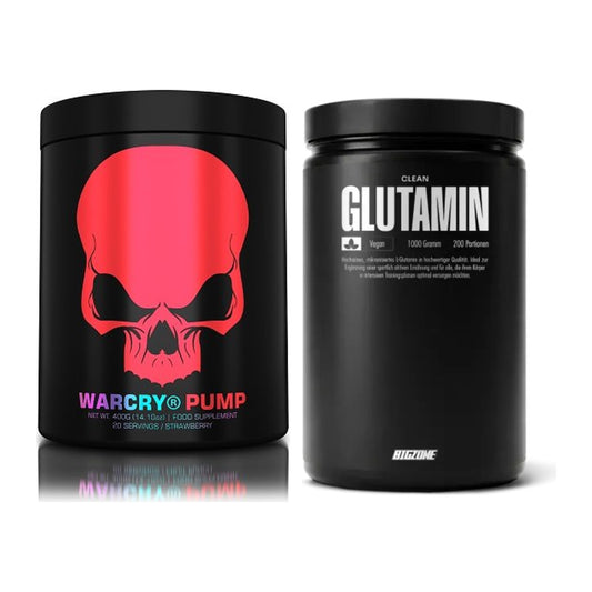 Trainings-Set: Genius Nutrition Warcry PUMP + Big Zone Glutamin – alle enthaltenen Artikel