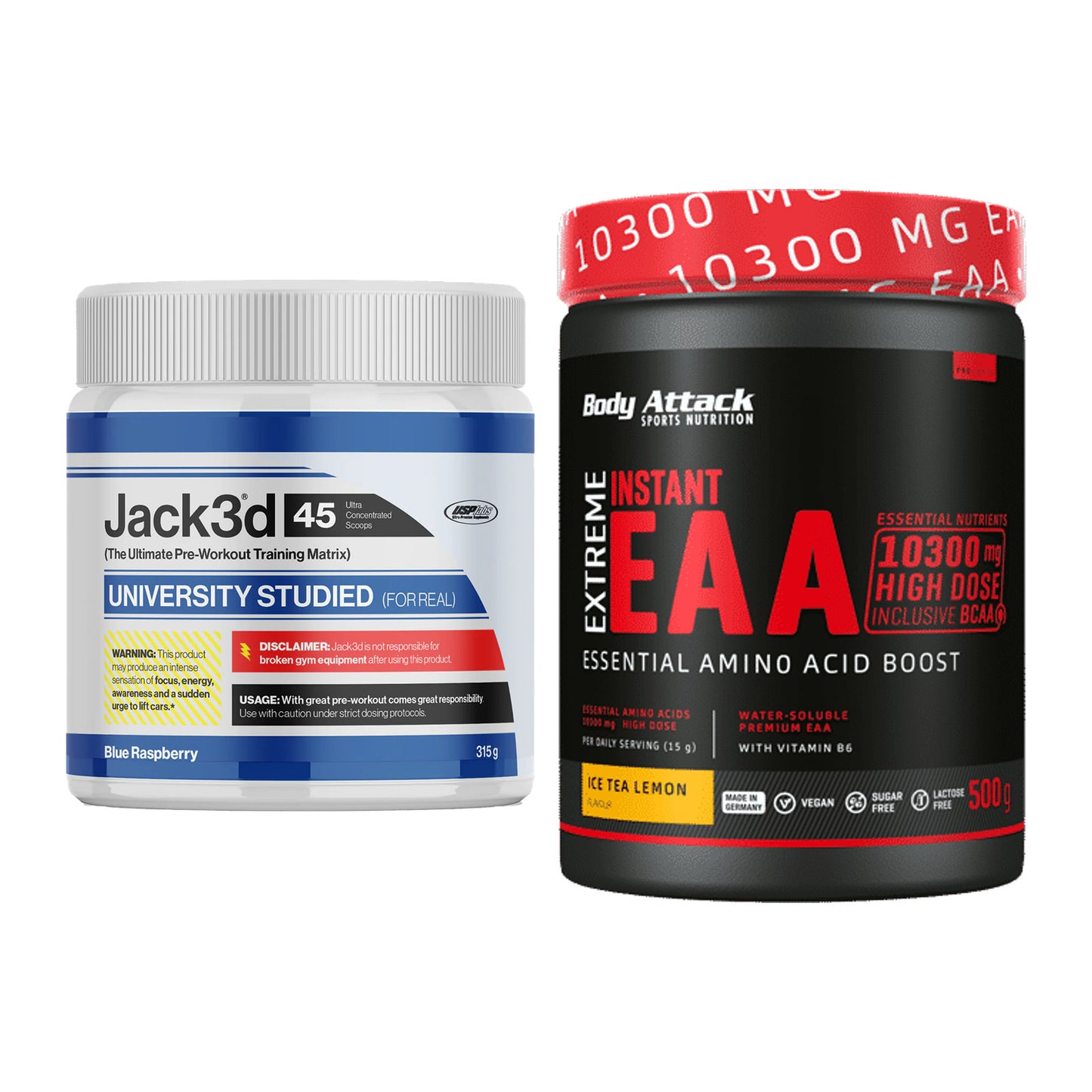 Trainings-Set: USP Labs Jack3d 45 Serv. + Body Attack Extreme – alle enthaltenen Artikel