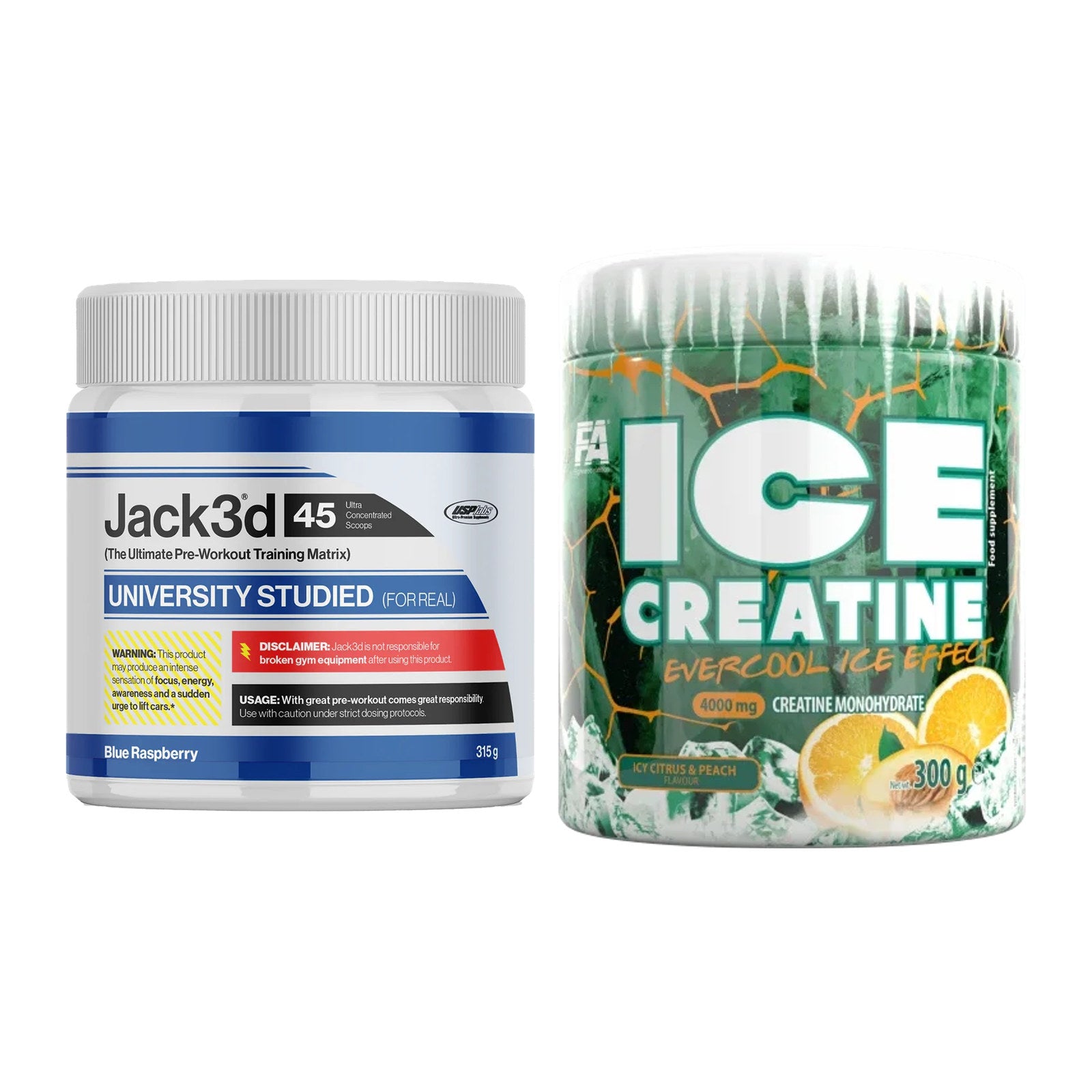 Trainings-Set: USP Labs Jack3d 45 Serv. + FA Nutrition ICE Creatine – alle enthaltenen Artikel