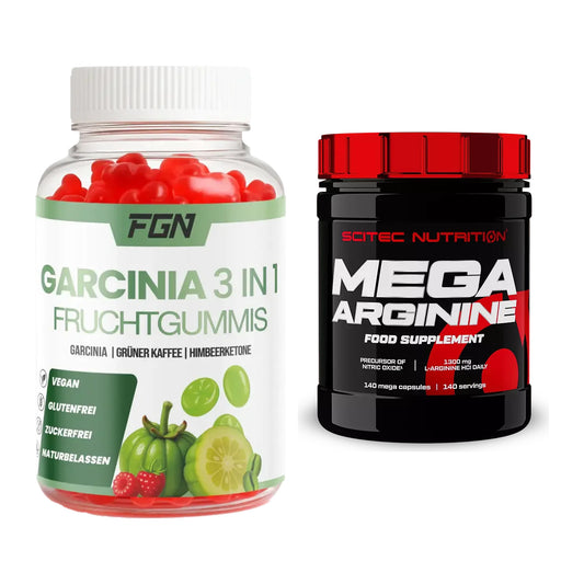 Тренировъчен комплект: FGN Garcinia 60 плодови гуми + Scitec Mega Arginine - всички артикули са включени